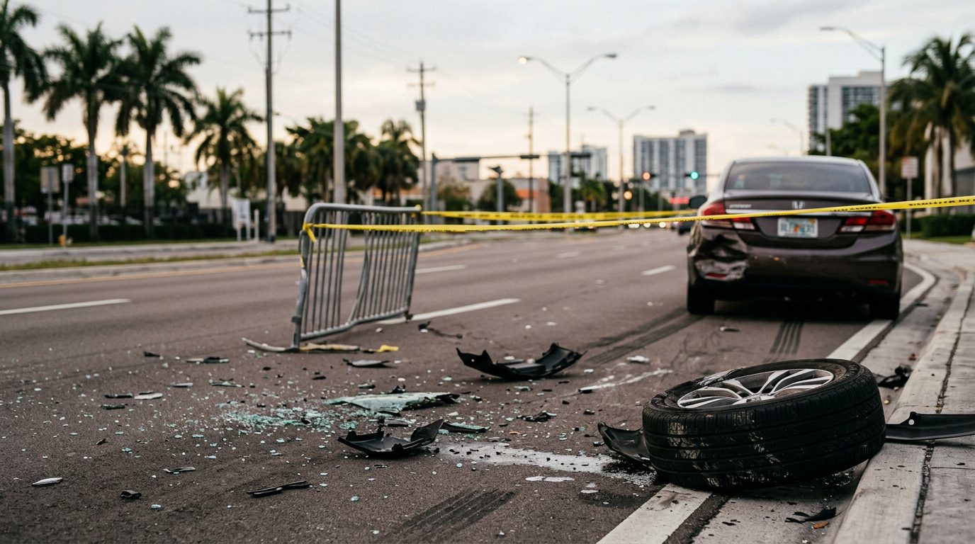 Carretera en Miami, Florida, vinculada a un caso legal de accidente mortal con licencia suspendida.